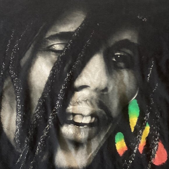 Bob Marley Graphic Tee Zion Rootswear 3X 100% Cotton Black With Red Yellow Green - Picture 10 of 12
